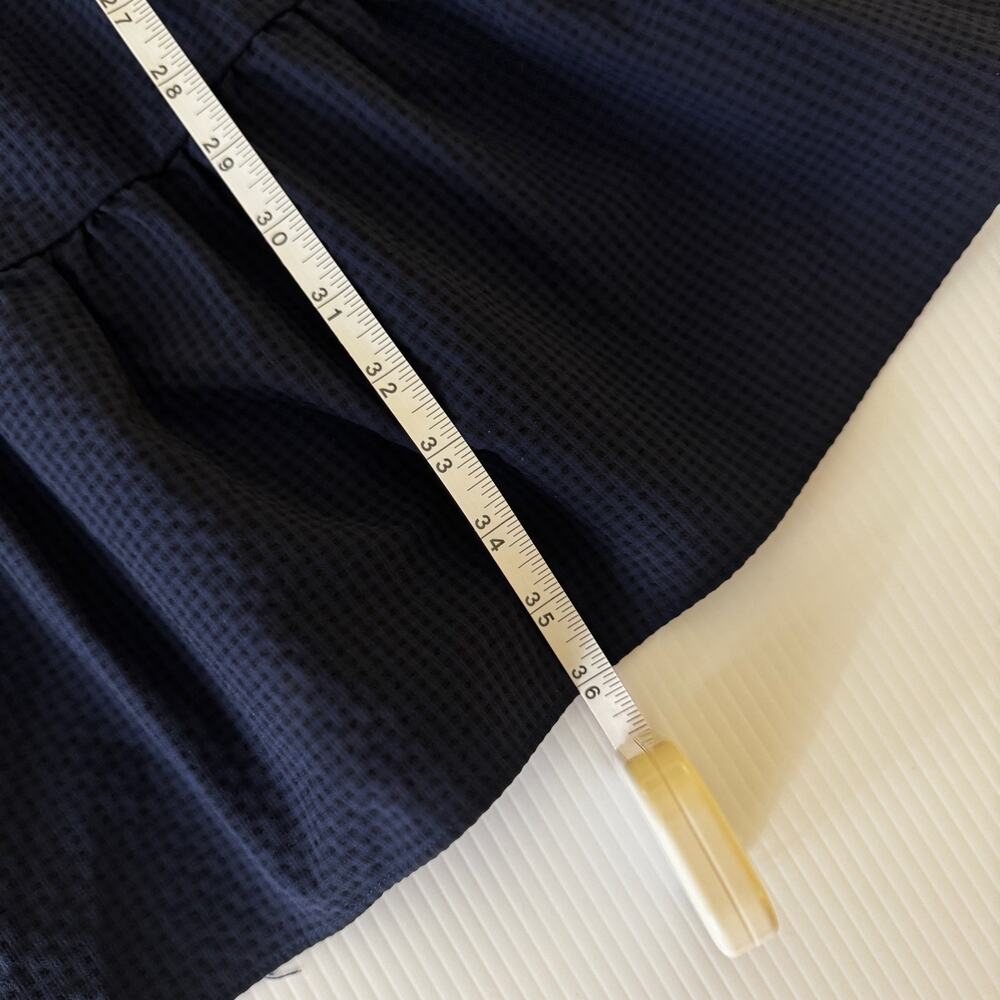 Gal Meets Glam Maisie Navy Blue Seersucker Ruffle Tiered Dress Sz 4 Cottagecore - Picture 16 of 16